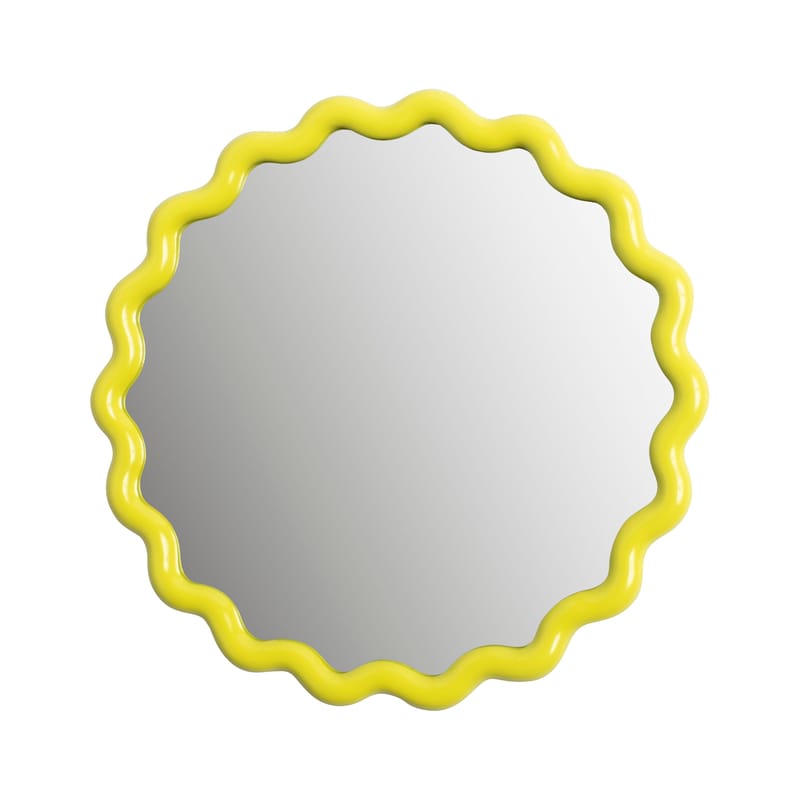 Décoration - Miroirs - Miroir mural Zigzag jaune / Ø 35 cm - Polyrésine - & klevering - Ø 35 cm / Jaune - Polyrésine, Verre