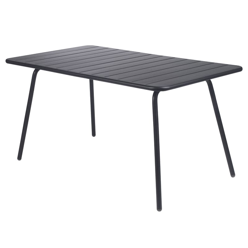 Jardin - Tables de jardin - Table rectangulaire Luxembourg métal gris / 6 personnes - 143 x 80 cm - Aluminium - Fermob - Carbone - Aluminium laqué