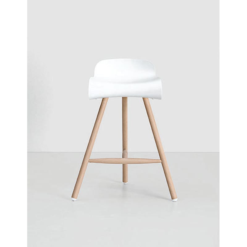 Wood stool with white legs cheap