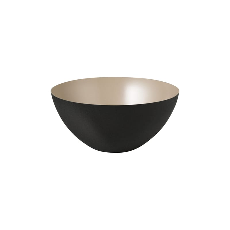 Table et cuisine - Saladiers, coupes et bols - Bol Krenit métal beige / Ø 12,5 x H 5,9 cm - Normann Copenhagen - Noir / Intérieur sable - Acier