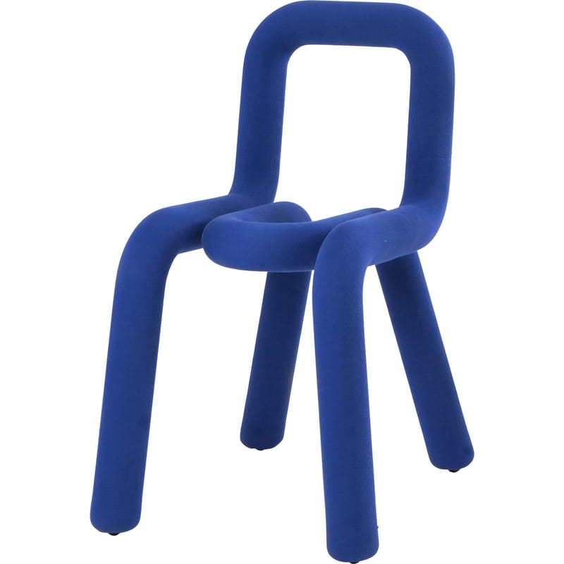 Mobilier - Chaises, fauteuils de salle à manger - Chaise rembourrée Bold tissu bleu - Moustache - Bleu - Acier, Mousse polyuréthane, Tissu