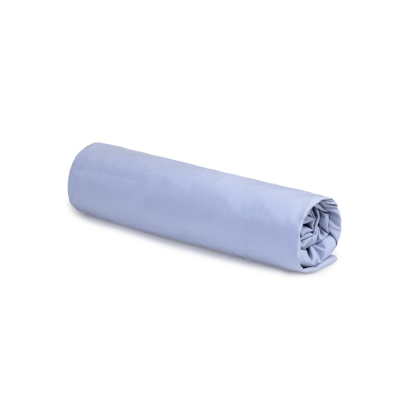 Décoration - Textile - Drap-housse 160 x 200 cm  tissu bleu / Percale lavée - Au Printemps Paris - 160 x 200 cm / Bleu ciel - Percale de coton lavée