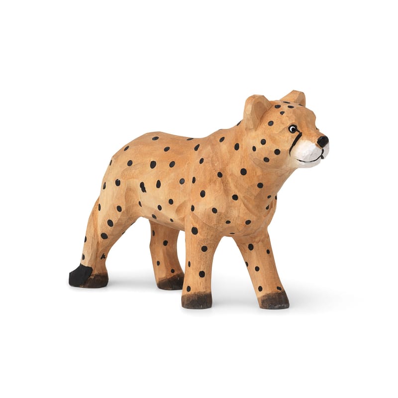 Décoration - Pour les enfants - Figurine Animal bois multicolore / Guépard - Bois sculpté main - Ferm Living - Guépard - Bois de peuplier