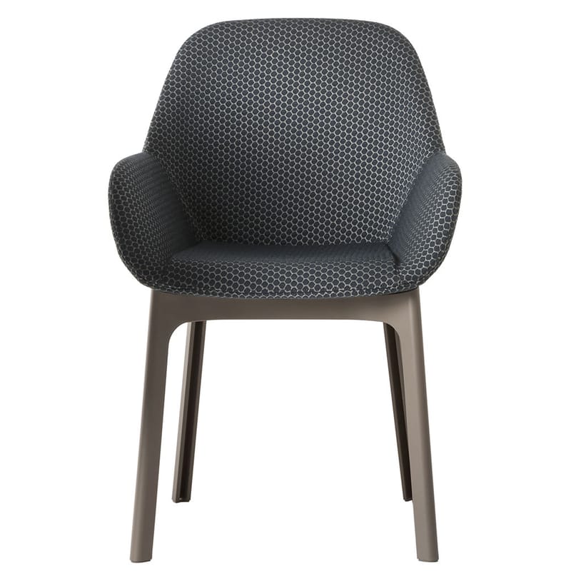 Möbel - Stühle  - Gepolsterter Sessel Clap textil grau / mit Stoffbezug - Kartell - Graphitschwarz / Stuhlbeine taubengrau - Gewebe, Polyurhethan, Thermoplastisches Polykarbonat