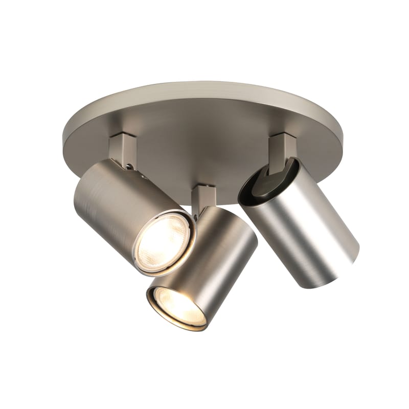 Luminaire - Plafonniers - Plafonnier spot orientable Ascoli Triple Round métal / 3 spots orientables - Ø 22cm - Astro Lighting - Nickel mat - Zinc