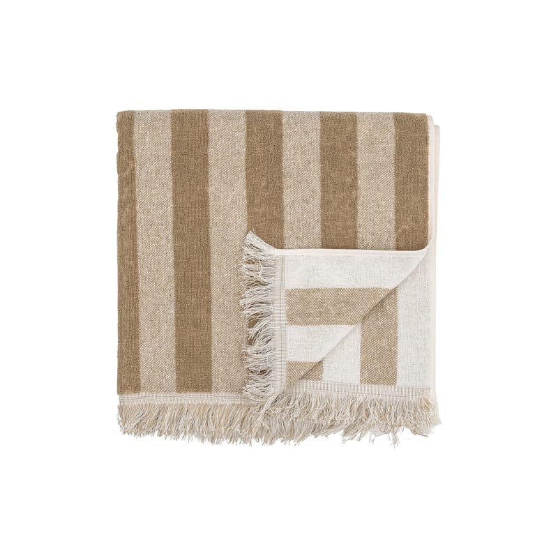 Dossiers - Les bonnes affaires - Serviette de bain Elaia tissu beige marron / 100 x 50 cm - Bloomingville - Sable & écru - Coton
