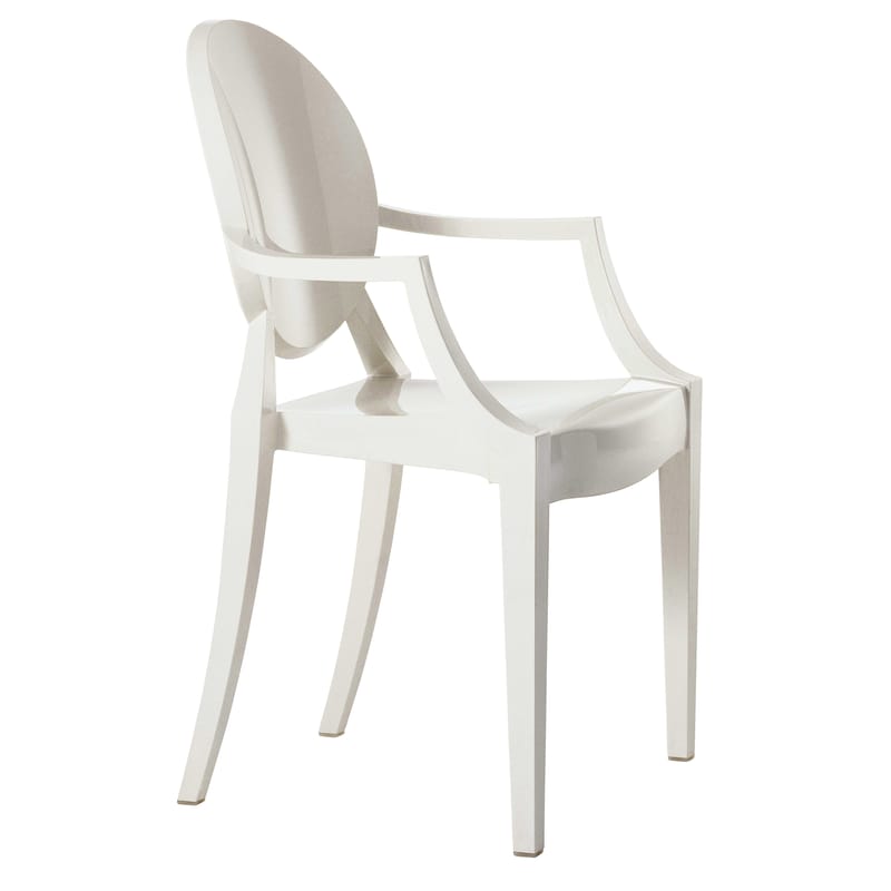 Furniture - Chairs - Louis Ghost Stackable armchair plastic material white Polycarbonate - Kartell - Opaque white - Polycarbonate 2.9