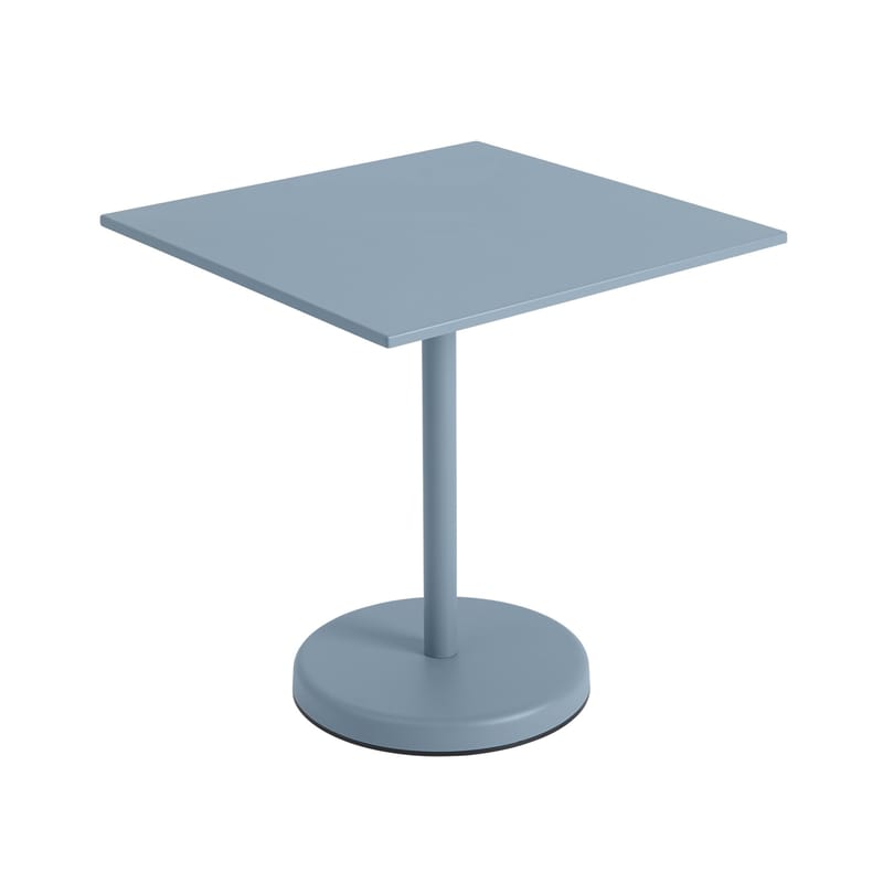 Jardin - Tables de jardin - Table carrée Linear Café métal bleu / 70 x 70 cm - Muuto - Bleu clair - Acier revêtement poudre