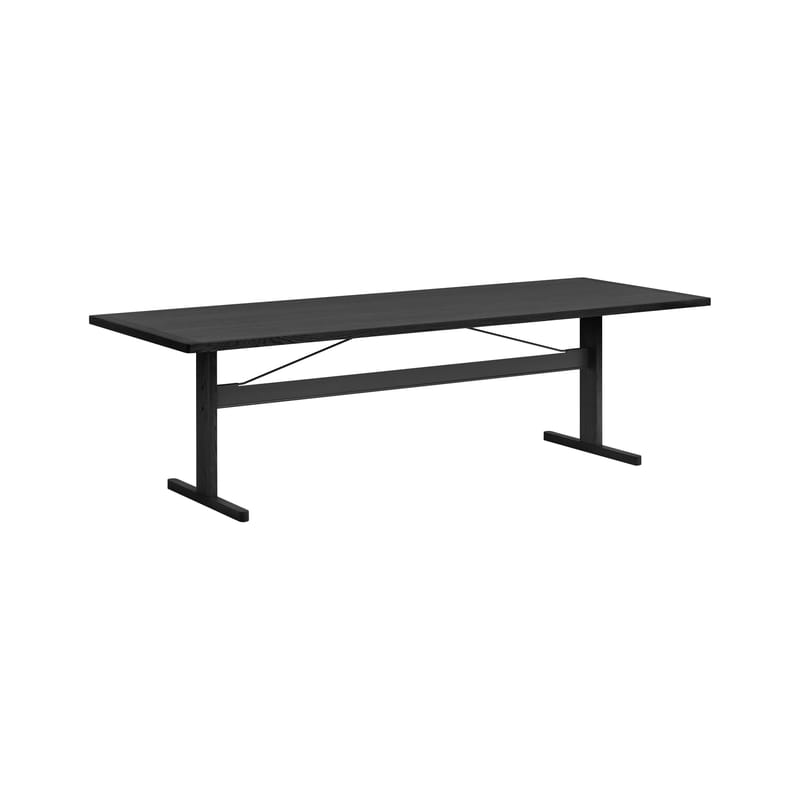 Mobilier - Tables - Table rectangulaire Passerelle bois noir / 260 x 95 cm - Hay - Noir - Aluminium, Chêne massif, Placage chêne
