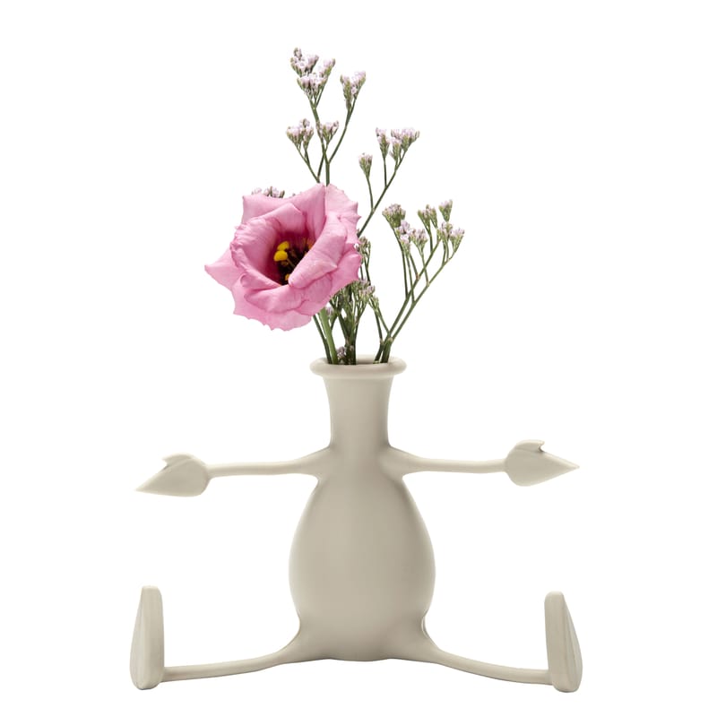 Décoration - Vases - Vase Florino plastique gris / Silicone - Bras et jambes flexibles - Pa Design - Gris-beige - Silicone