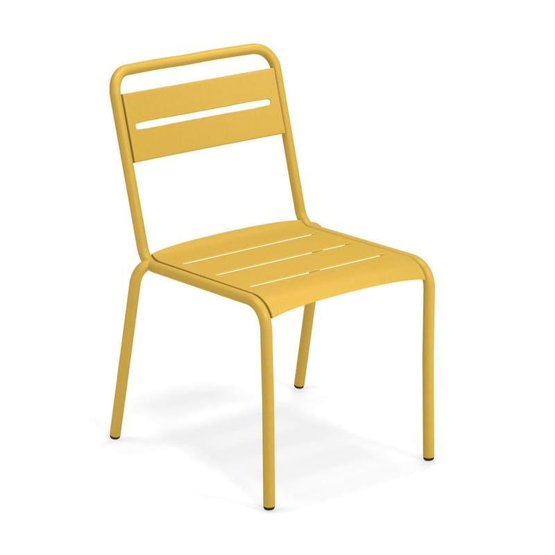 Mobilier - Chaises, fauteuils de salle à manger - Chaise empilable Star métal jaune / Aluminium - Emu - Jaune curry - Aluminium