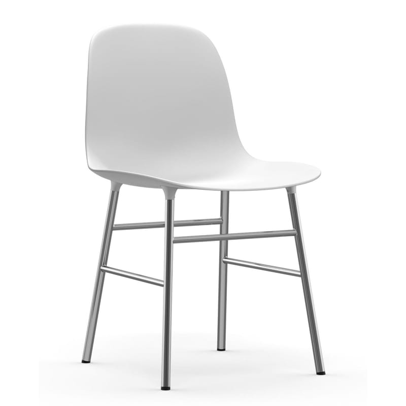 Mobilier - Chaises, fauteuils de salle à manger - Chaise Form / Pied chromé - Normann Copenhagen - Blanc - Acier chromé, Polypropylène