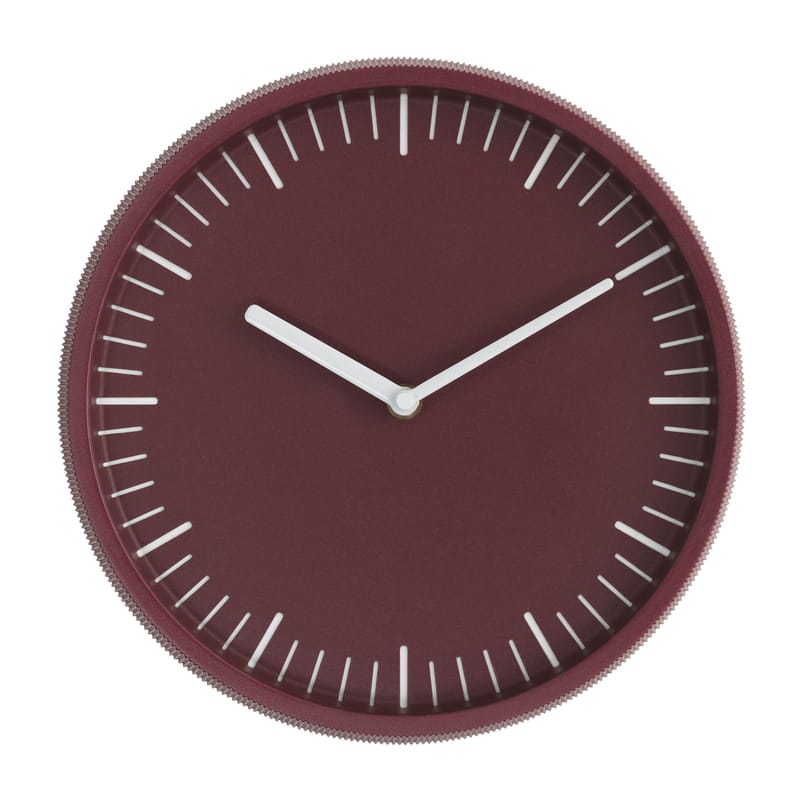 Décoration - Horloges  - Horloge murale Day métal rouge violet / Ø 28 cm - Normann Copenhagen - Bordeaux - Fonte d\'aluminium, Verre