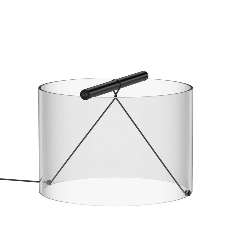 Luminaire - Lampes de table - Lampe de table To-Tie 3 LED verre noir transparent / Ø 21 x H 22 cm - Flos - Noir mat - Aluminium anodisé, Verre borosilicaté