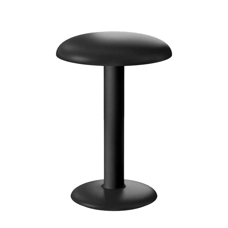 Luminaire - Lampes de table - Lampe sans fil rechargeable Gustave LED métal noir / Ø 16 x H 23 cm - Flos - Noir Smooth mat - Aluminium