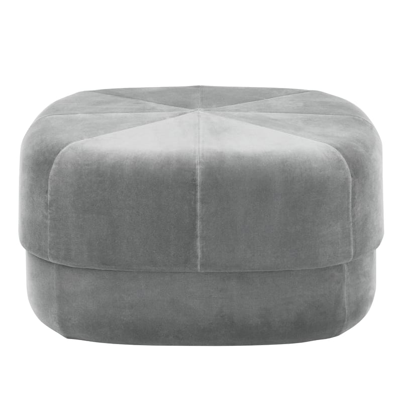 Furniture - Poufs & Floor Cushions - Circus Large Pouf textile grey Coffee table - Large - 65 x 65 cm - Normann Copenhagen - Grey velour - Cotton, Velvet