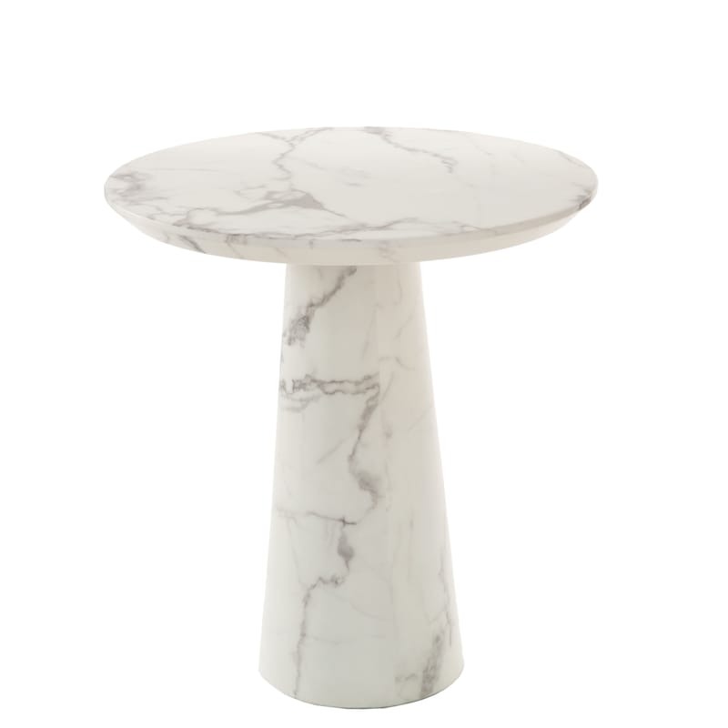 Möbel - Tische - Runder Tisch Disc plastikmaterial stein weiß / Ø 70 x H 75 cm - Kunstharz in Marmor-Optik - Pols Potten - Weiß - Mit Harz überzogenes MDF