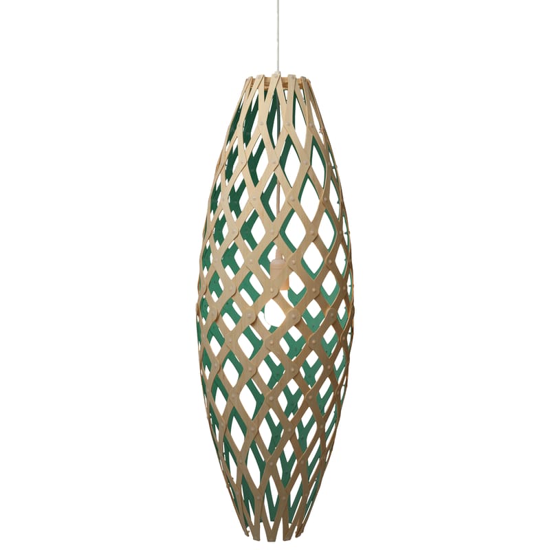 Luminaire - Suspensions - Suspension Hinaki vert bois naturel / H 90 cm - Bicolore - David Trubridge - Vert d\'eau / bambou naturel - Bambou