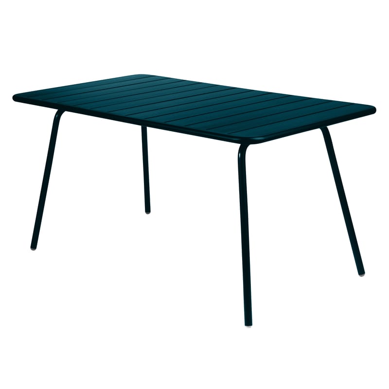 Jardin - Tables de jardin - Table rectangulaire Luxembourg métal bleu / 6 personnes - 143 x 80 cm - Aluminium - Fermob - Bleu Acapulco - Aluminium laqué