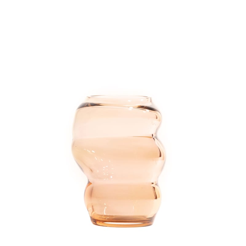Décoration - Vases - Vase Muse Small verre rose orange / Cristal de Bohême - Ø 8 x H 13 cm - Fundamental Berlin - Cuivre clair - Cristal de Bohême