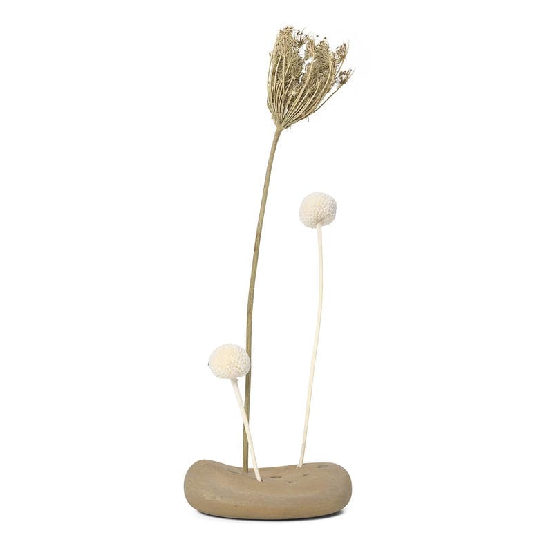 Décoration - Vases - Vase Vanita céramique beige / L 12 x H 3,5 cm / Pour fleurs sèches - Ferm Living - Sable - Porcelaine émaillée
