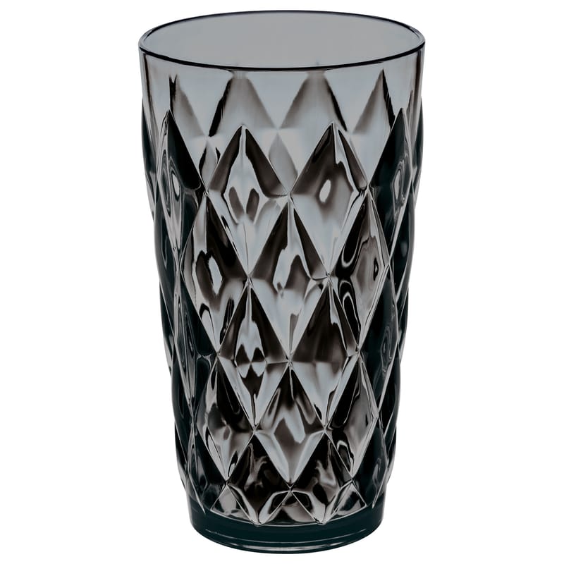 Table et cuisine - Verres  - Verre long drink Crystal plastique gris / H 15 cm - Plastique - Koziol - Anthracite transparent - Plastique