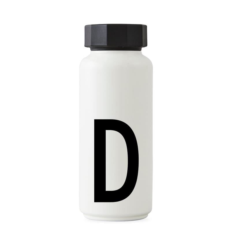 Dossiers - I buoni affari - Bottiglia isotermica A-Z metallo bianco / 500 ml - Lettera D - Design Letters - Bianco / Lettera D - Acciaio inossidabile, Polipropilene