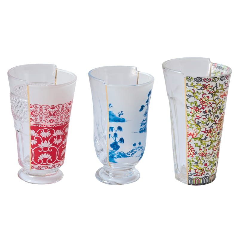 Tisch und Küche - Gläser - Cocktailglas Hybrid  - Clarice glas bunt / 3er-Set - Seletti - Clarice - Glas