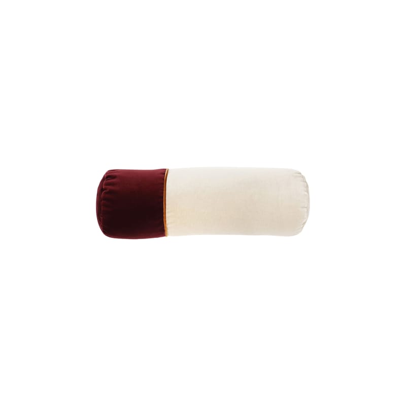 Interni - Cuscini  - Cuscino Tube court tessuto rosso / Ø 15 x L 42 cm - Esclusiva - Lelièvre Paris - Grigio ghiaia/bordeaux - Espanso, Tessuto