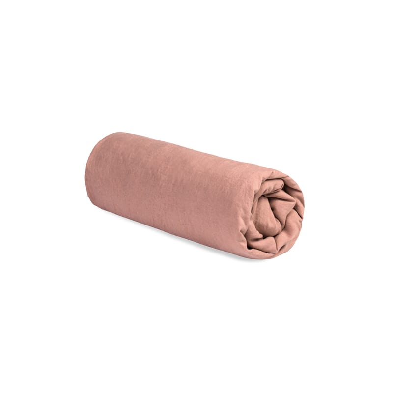 Décoration - Textile - Drap-housse 90 x 190 cm  tissu rose orange marron / Lin lavé - Au Printemps Paris - 90 x 190 cm / Terracotta - Lin lavé