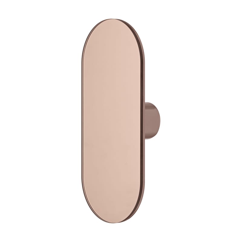 Mobilier - Portemanteaux, patères & portants - Patère Ovali métal verre rose / Miroir - L 7 x H 16 cm - AYTM - Rose fumé - Verre