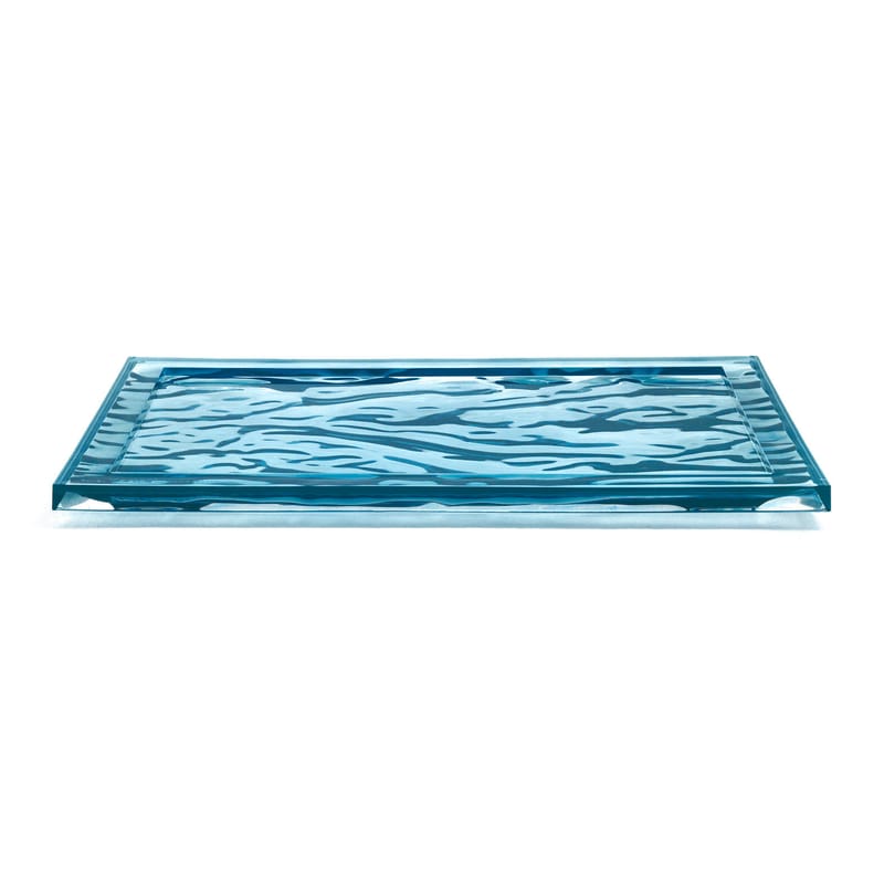 Table et cuisine - Plateaux et plats de service - Plateau Dune Large plastique bleu / 55 x 38 cm - PMMA - Kartell - Bleu pâle - PMMA