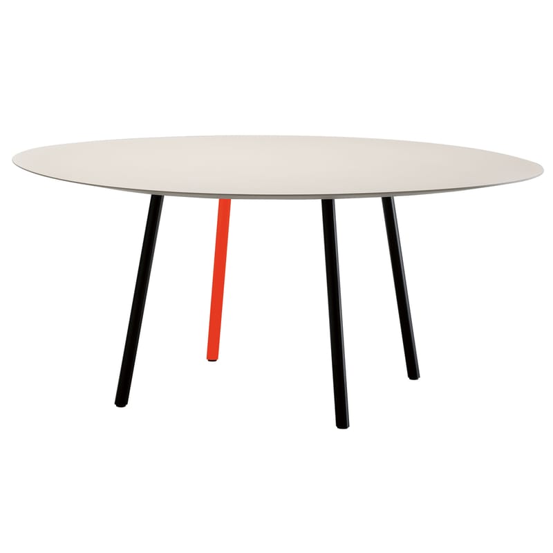 Mobilier - Tables - Table ronde Maarten métal bois blanc orange noir / Ø 120 cm - Viccarbe - Blanc / Pieds : Noir & Orange fluo - Acier laqué, MDF laqué