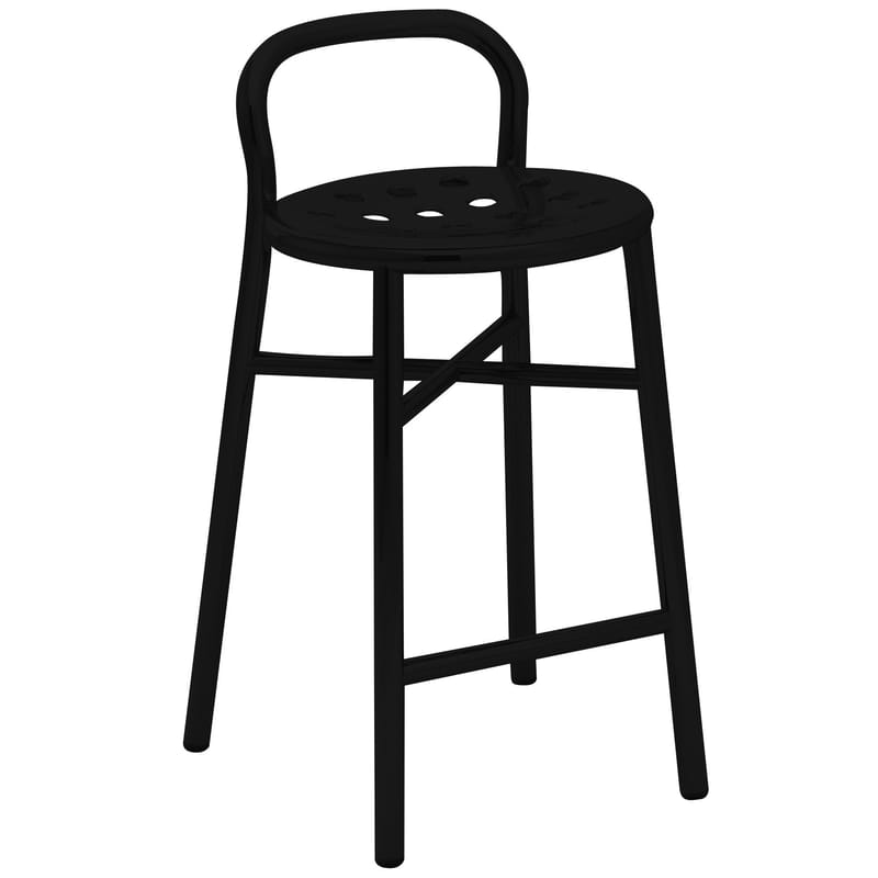 Furniture - Bar Stools - Pipe Bar stool metal black H 67 cm - Metal - Magis - Black - Varnished aluminium, Varnished steel