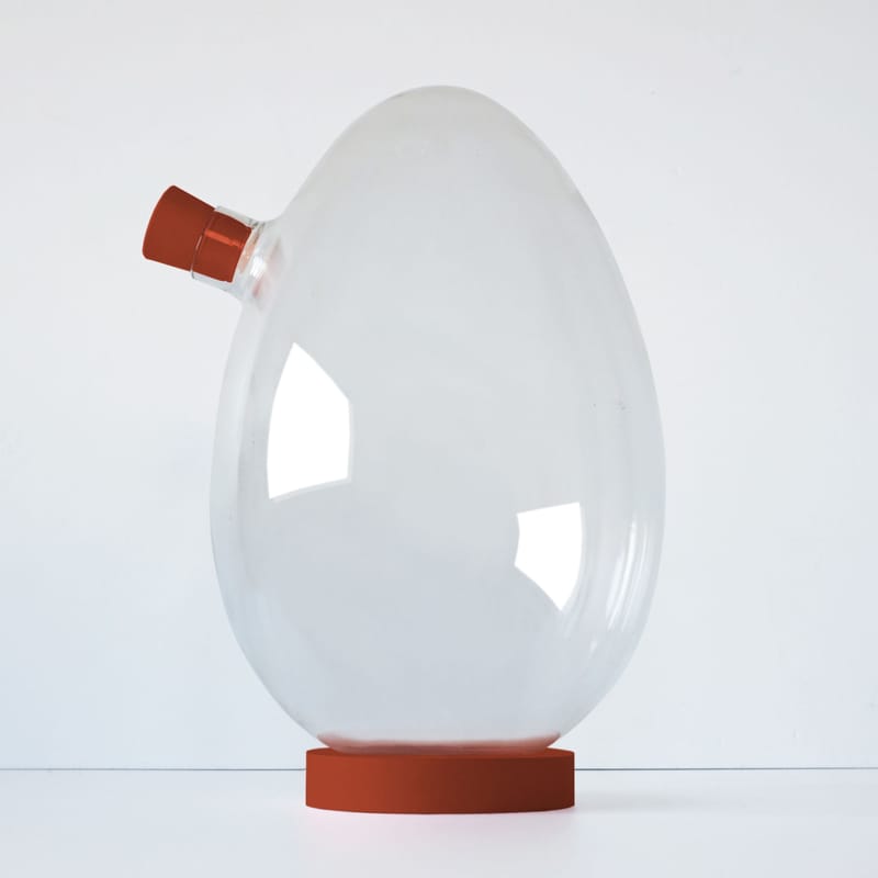Table et cuisine - Carafes et décanteurs - Carafe Egg-s verre rouge transparent / Sebastian Bergne - Iconic Serie - Designerbox - Transparent / Rouge - Silicone, Verre soufflé