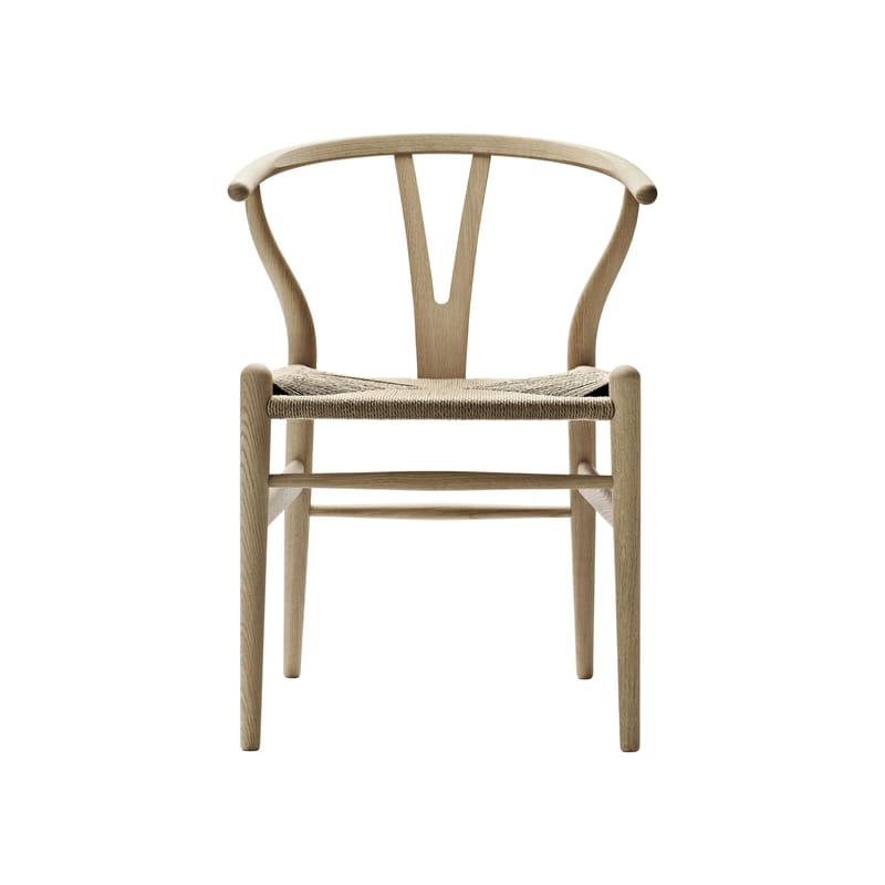 Mobilier - Chaises, fauteuils de salle à manger - Chaise CH24 - Wishbone Chair bois naturel / Hans J. Wegner, 1950 - Corde de papier - CARL HANSEN & SON - Chêne savonné FSC / Corde naturelle - Chêne massif savonné FSC, Corde en papier
