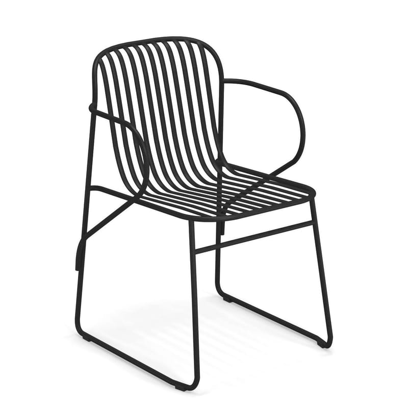 Mobilier - Chaises, fauteuils de salle à manger - Fauteuil empilable Riviera métal noir - Emu - Noir - Acier verni