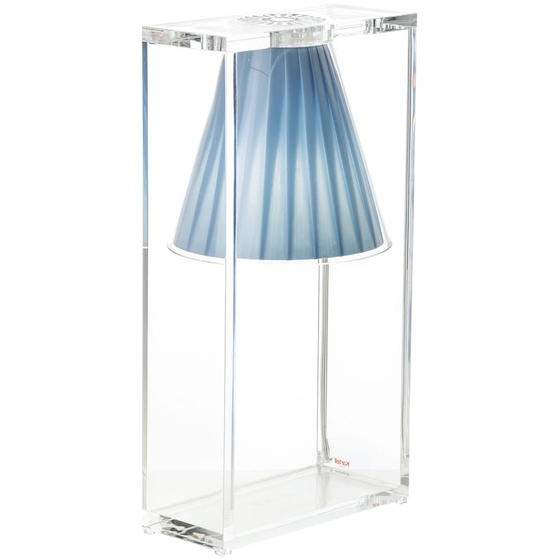 Luminaire - Lampes de table - Lampe de table Light-Air plastique tissu bleu - Kartell - Tissu bleu ciel / Cadre cristal - Technopolymère thermoplastique, Tissu