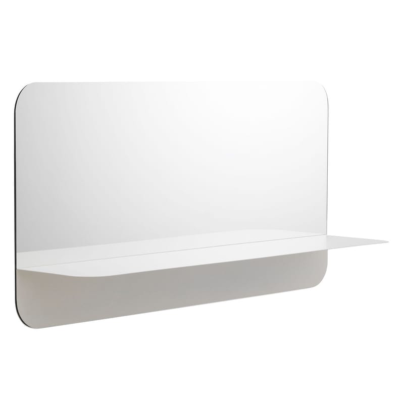 Mobilier - Etagères & bibliothèques - Miroir mural Horizon  Horizontal métal verre blanc / Etagère - L 80 x H 40 cm - Normann Copenhagen - Etagère blanche - Acier laqué, Verre