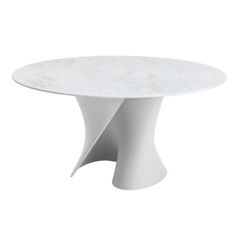 Furniture - Dining Tables - S Round table stone white Ø 140 cm / Marble top - MDF Italia - White marble / White base - Cristalplant, Namibia marble