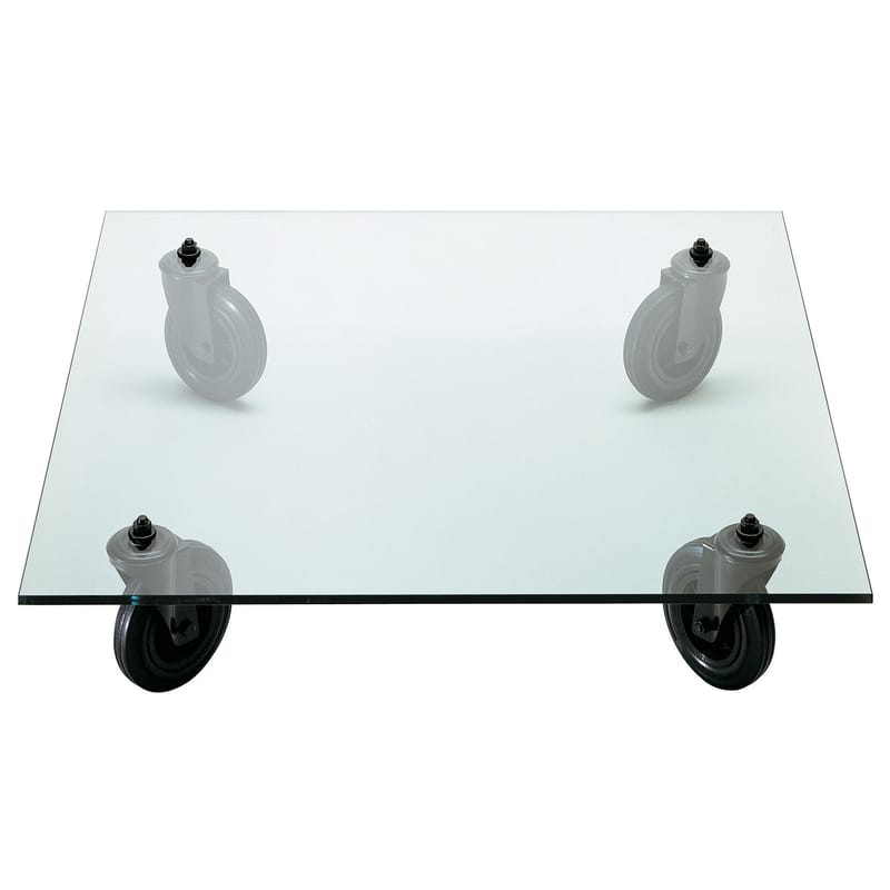 Mobilier - Tables basses - Table basse  verre transparent / Gae Aulenti, 1980 - 140 x 70 cm - Fontana Arte - 140 x 70 cm - Caoutchouc, Métal verni, Verre