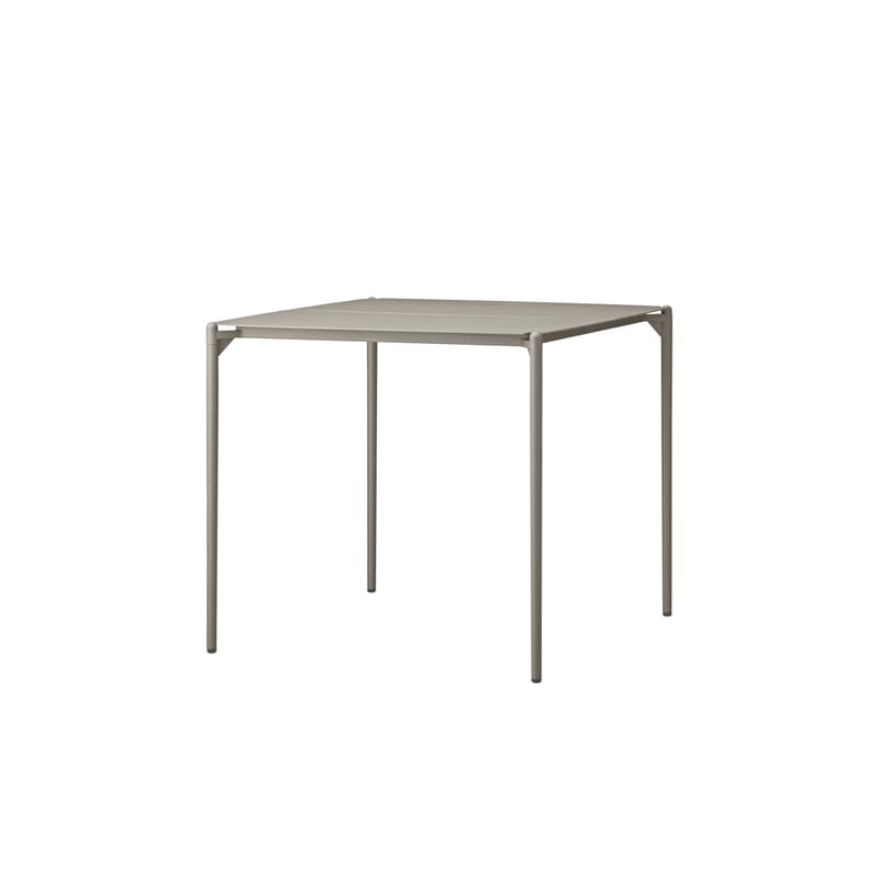 Jardin - Tables de jardin - Table carrée Novo métal beige / 80 x 80 cm - AYTM - Taupe - Acier revêtement poudre, Aluminium revêtement poudre