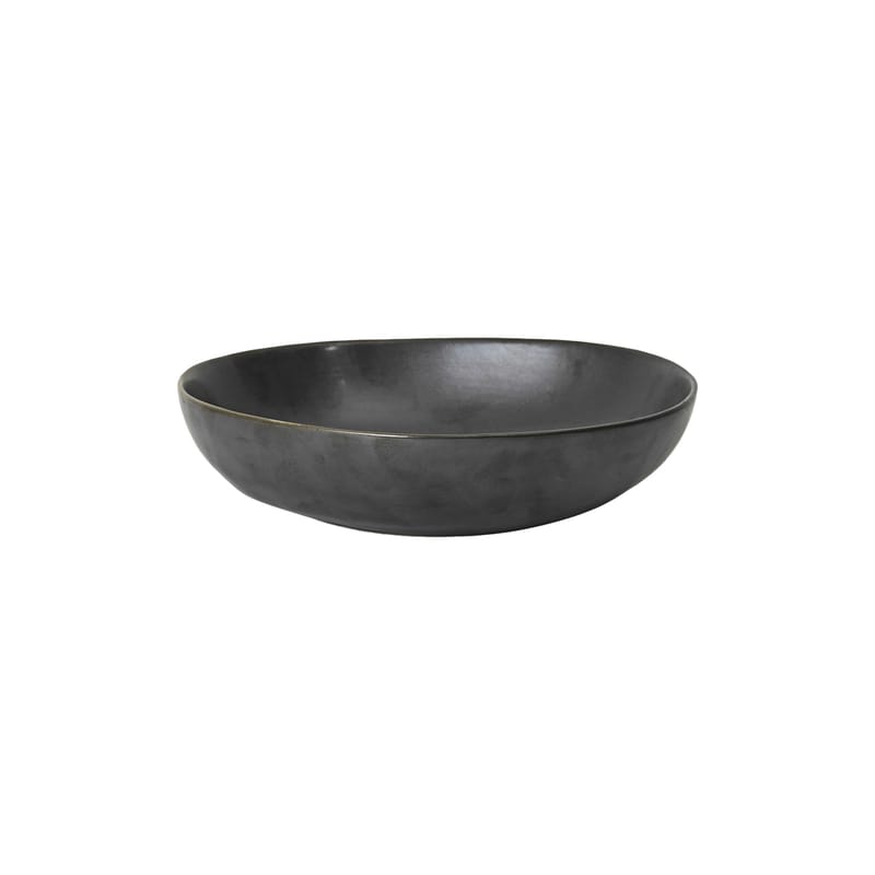 Table et cuisine - Assiettes - Assiette creuse Flow céramique noir / Ø 19,5 x H 5 cm - Ferm Living - Noir - Grès émaillé