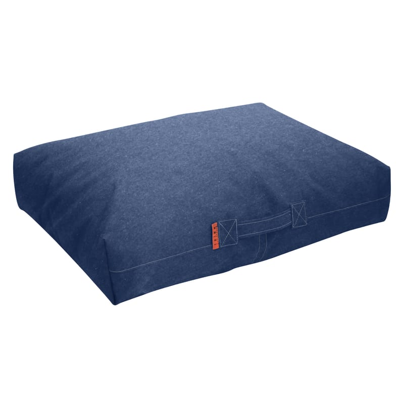 Mobilier - Poufs - Coussin de sol Felix tissu bleu / 80 x 56 cm - Trimm Copenhagen - Bleu jean -  Microbilles EPS, Toile Sunbrella®