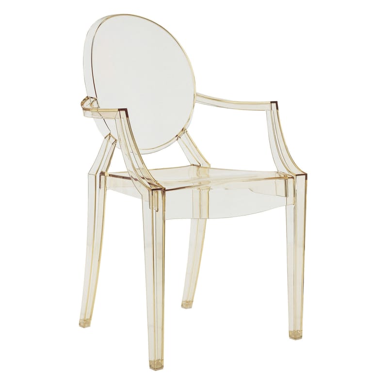Mobilier - Chaises, fauteuils de salle à manger - Fauteuil empilable Louis Ghost plastique jaune / Polycarbonate 2.0 - Kartell - Jaune - Polycarbonate 2.12