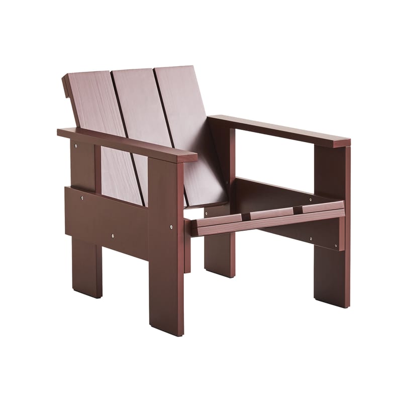 Mobilier - Fauteuils - Fauteuil lounge Crate Outdoor bois rouge / Gerrit Rietveld, 1934 - Hay - Rouge oxyde - Pin massif