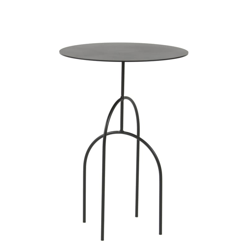 Mobilier - Tables basses - Table basse Moça métal noir / Ø 40 x H 58 cm - Objekto - Noir - Acier époxy recyclé