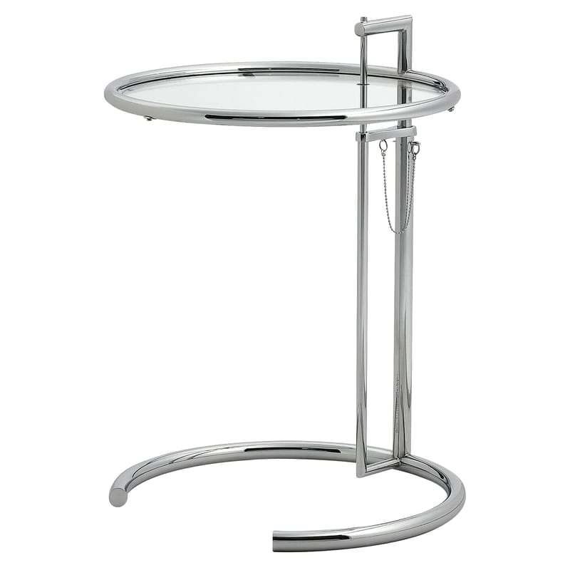 Arredamento - Tavolini  - Tavolino d\'appoggio E 1027 vetro metallo - ClassiCon - Vetro e acciaio cromato - Acciaio cromato, Vetro
