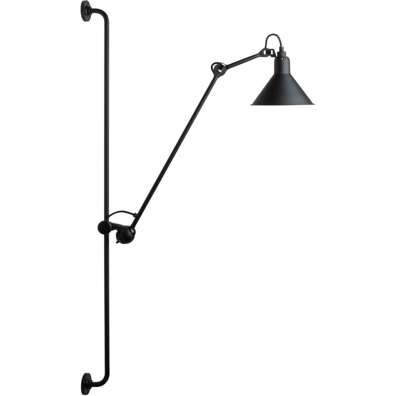 Luminaire - Appliques - Applique avec prise N°214 métal noir / Lampe Gras - DCW éditions - Noir / Bras noir - Acier