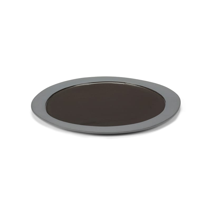 Table et cuisine - Assiettes - Assiette Inner Circle céramique gris / Medium - 28 x 25 cm / Grès - valerie objects - Gris foncé - Grès
